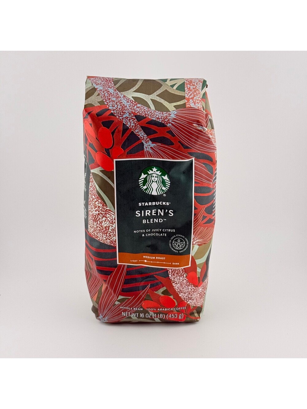 Starbucks Siren's Blend Whole Bean Coffee 16 oz Medium Roast BB 11/17/26